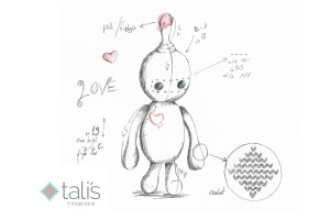 illustration for a tag for Tali's - handmade doll brand