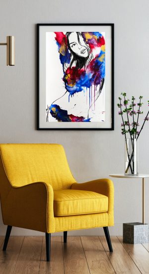 Lakshmi ink on canvas for living room interior